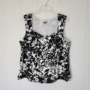 Ann Taylor Floral Linen Top Sleeveless Lined Sweetheart Neck Size 16